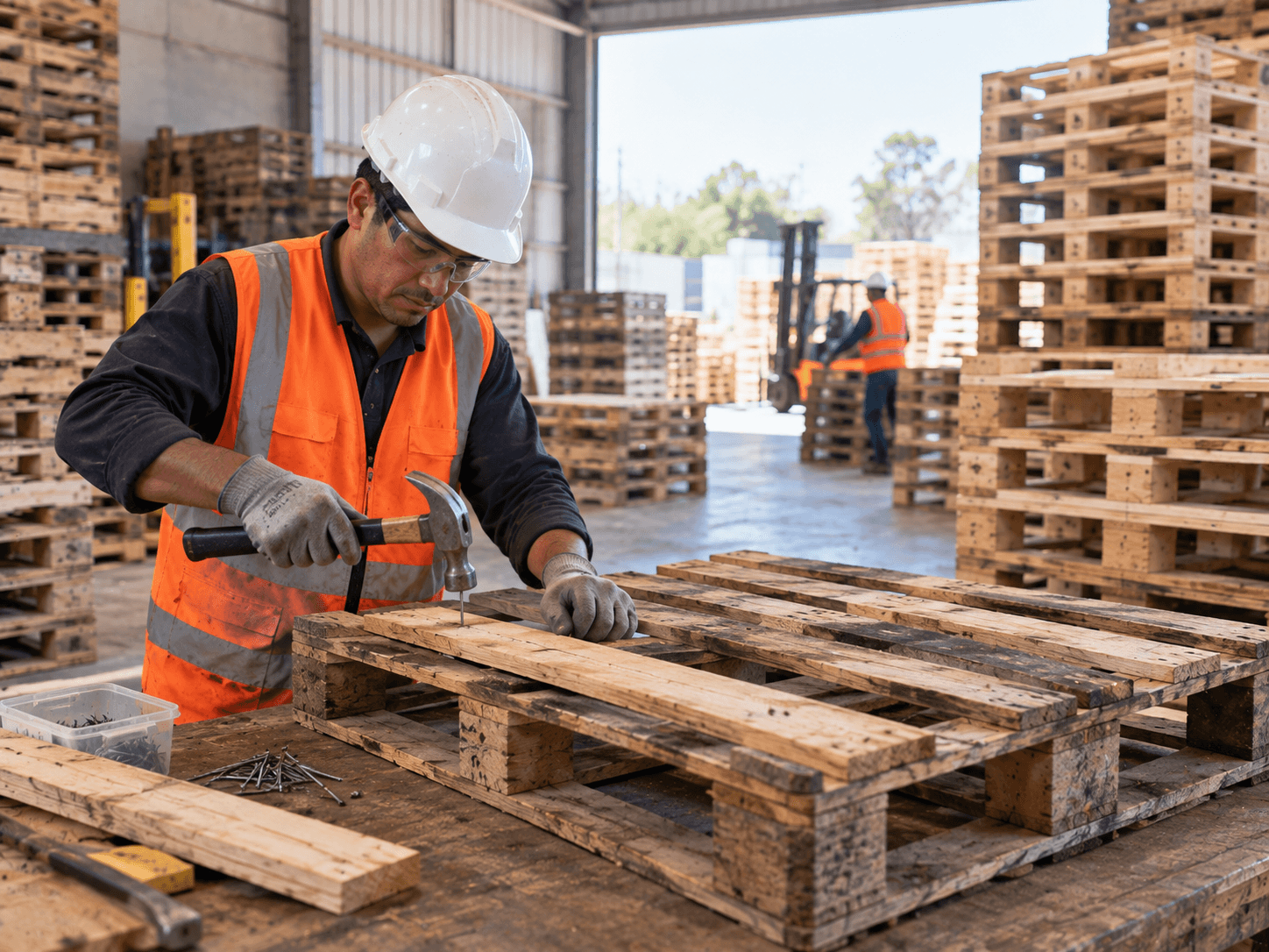 Reparación y mantenimiento de parihuelas de madera